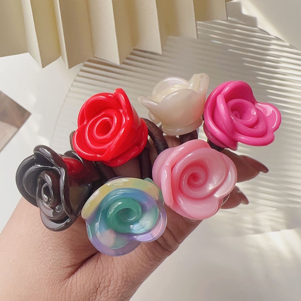 Dây Cột Tóc Đuôi Ngựa Hình Hoa Hồng Nhiều Màu Phong Cách Hàn Quốc Ngọt Ngào Cho Nữ