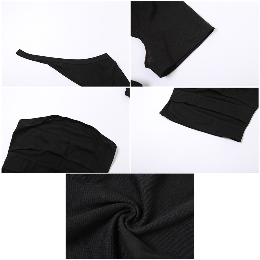 Klalien Áo Croptop Trễ Vai Tay Ngắn Dáng Ôm Thời Trang Quyến Rũ Cho Nữ