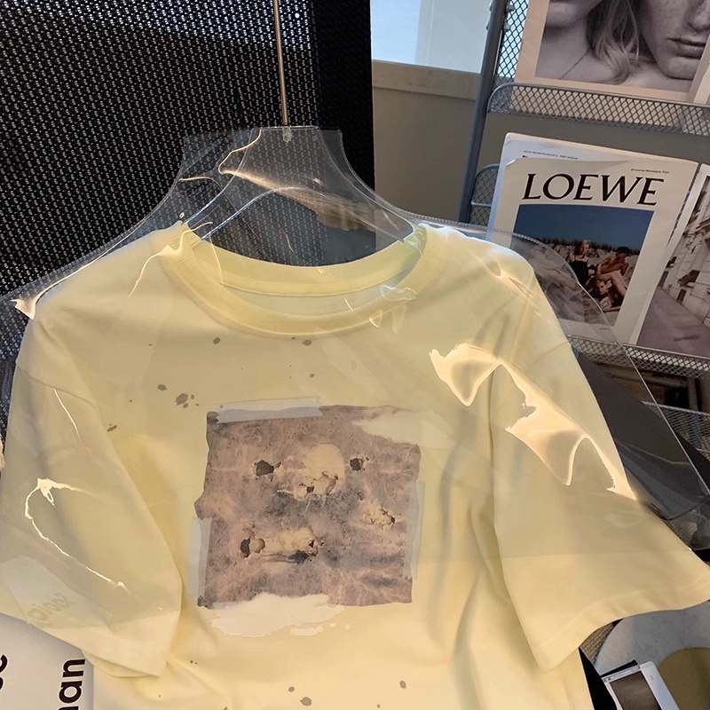 NRVP Áo Thun 100% Cotton Tay Ngắn Dáng Rộng In Họa Tiết Phong Cách Hàn Quốc Thời Trang Cho Nữ