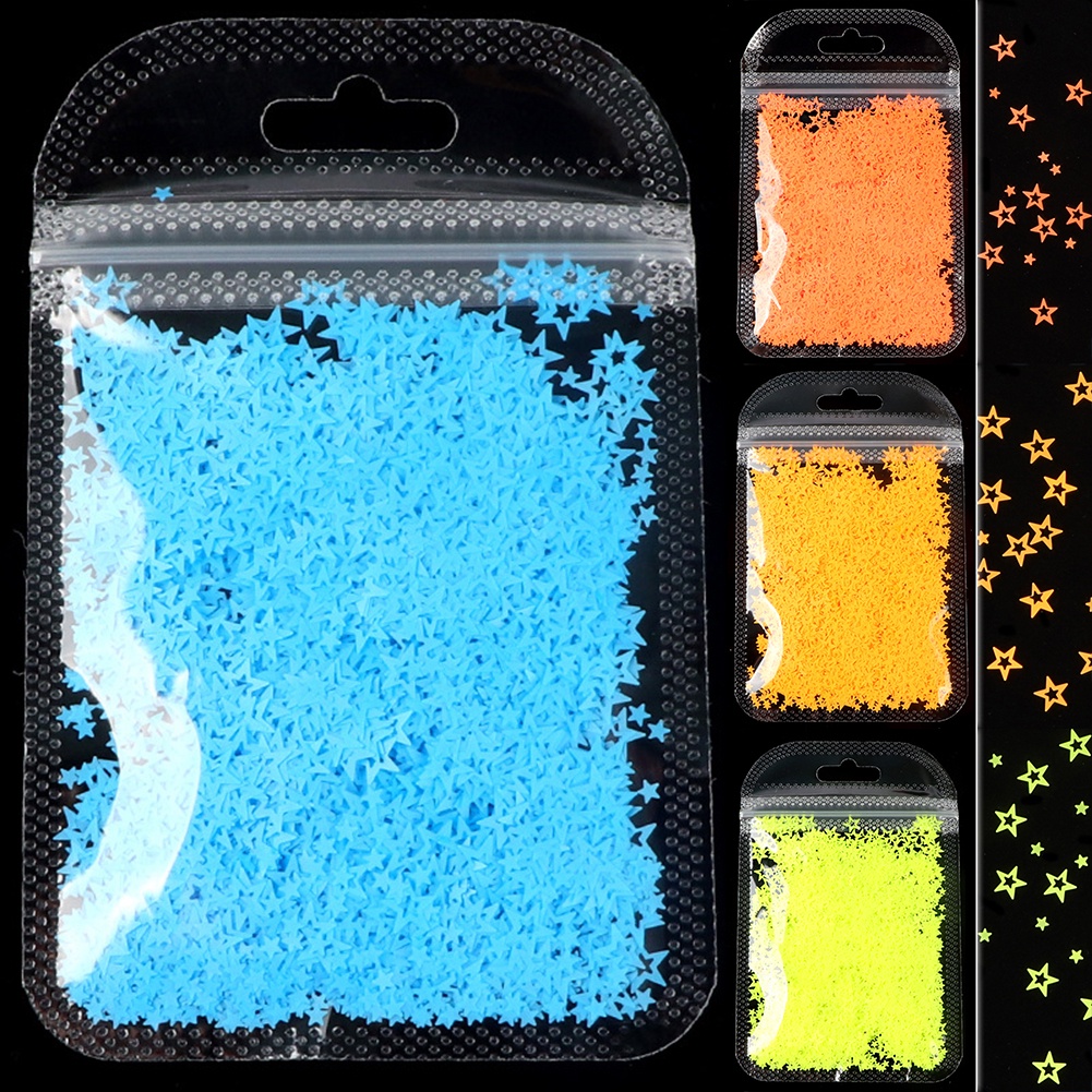 Hộp Sequin Hình Ngôi Sao Màu Sắc Dạ Quang Dùng Để Trang Trí Móng