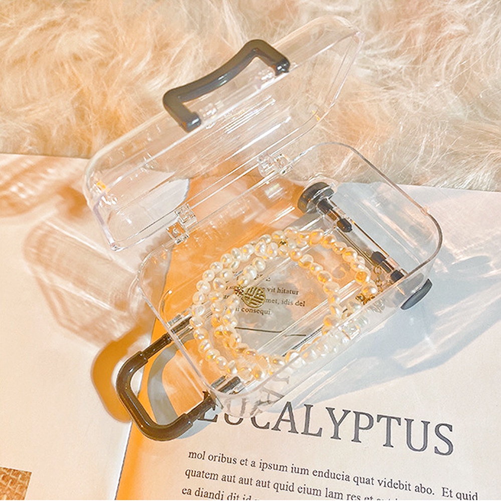 Hộp Đựng Trang Sức Để Bàn Trong Suốt Hình Vali Mini Đơn Giản Sáng Tạo