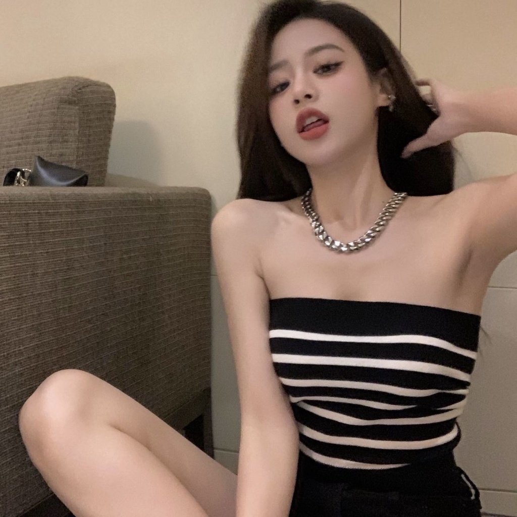 Áo Dệt Kim Kẻ Sọc Thời Trang Mùa Hè Cho Nữ