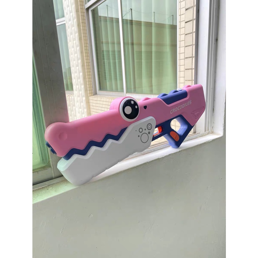 (chạy pin) Đồ chơi súng phun nước tự động pin sạc, tự động hút nước cỡ lớn mẫu cá sấu