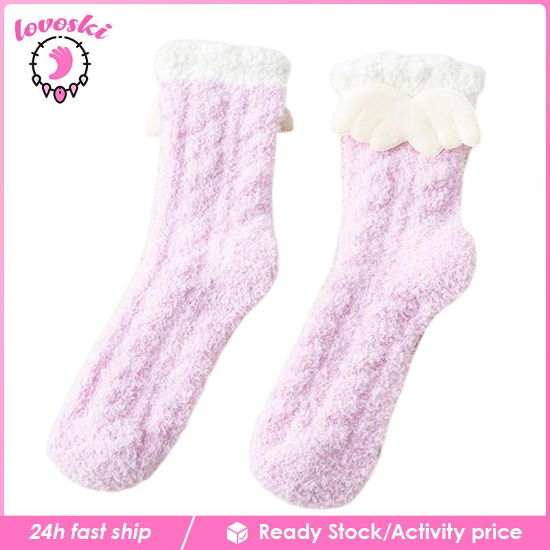 [Lovoski] Vớ Lông Cừu Cổ Thuyền Thoải Mái Giữ Ấm Mùa Đông Mang Hàng Ngày Cho Nữ