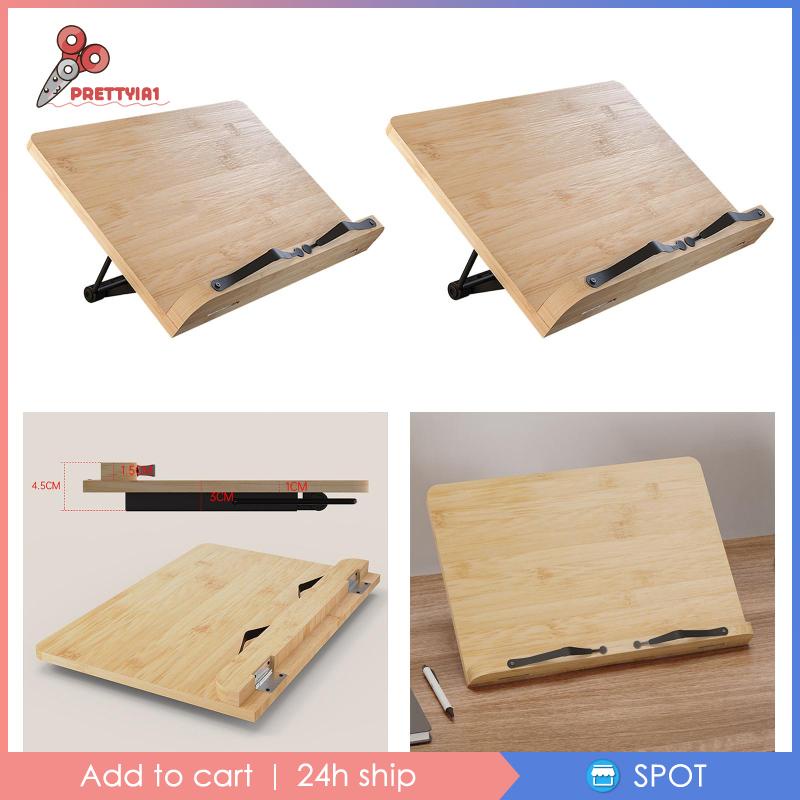 [Prettyia1] Giá Đỡ Sách Bằng Tre Với Các Góc Có Thể Điều Chỉnh