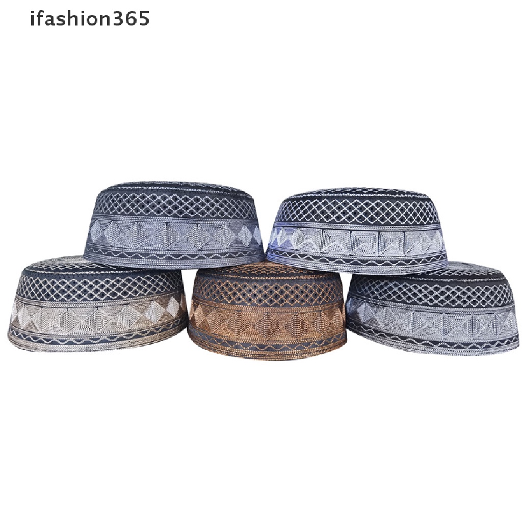 Mũ Cầu Nguyện Đạo Hồi Bằng Cotton Thêu Họa Tiết Độc Đáo Thời Trang Cho Nam [ifashion365]