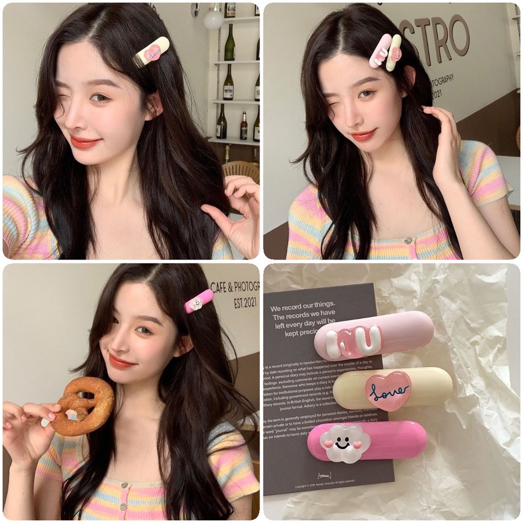 Kẹp Tóc Mái Ngang Trán Màu Hồng Ngọt Ngào Mới Cho Nữ