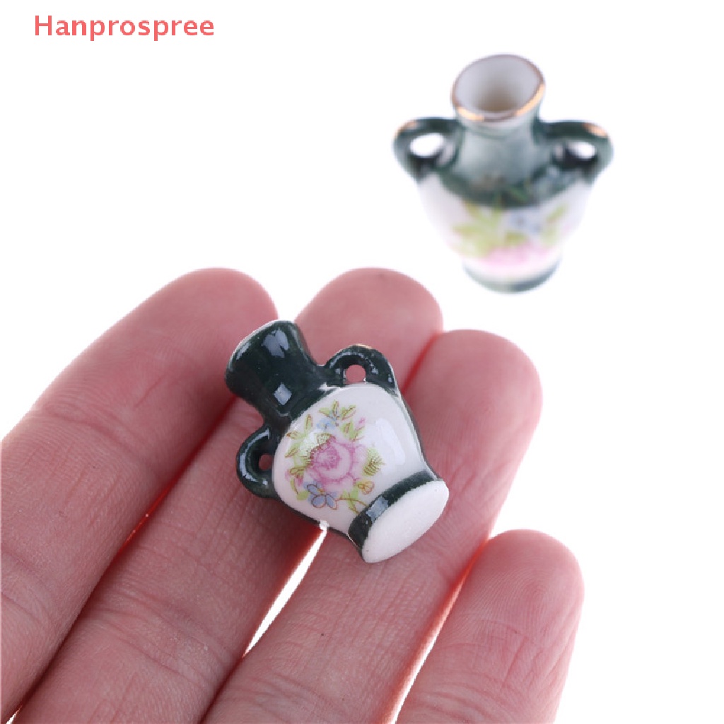Bộ 2 Bình Hoa Sứ Mini Truyền Thống Trung Hoa Tỷ Lệ 1: 12 Dùng Trang Trí Nhà Búp Bê