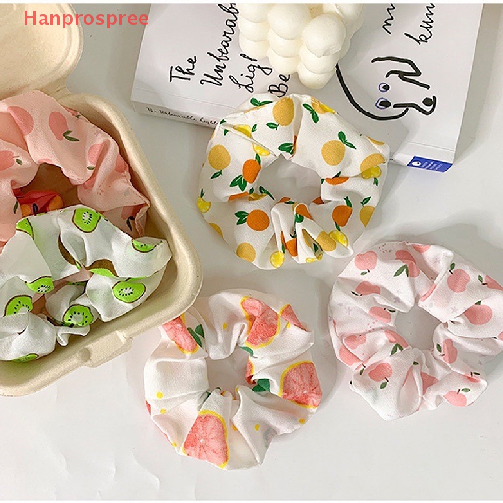 Hanprospree > Dây Cột Tóc In Họa Tiết Trái Bơ / Hoa Ngọt Ngào Dễ Thương Phong Cách Hàn Quốc Cho Nữ