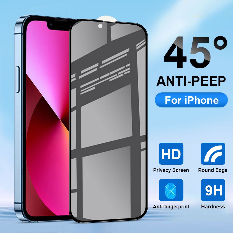 Kính Cường Lực Chống Nhìn Trộm Bảo Vệ Màn Hình Cho iPhone 11 12 13 14 Pro Max X XS XR 6 6S 7 8 Plus Kèm Phụ Kiện