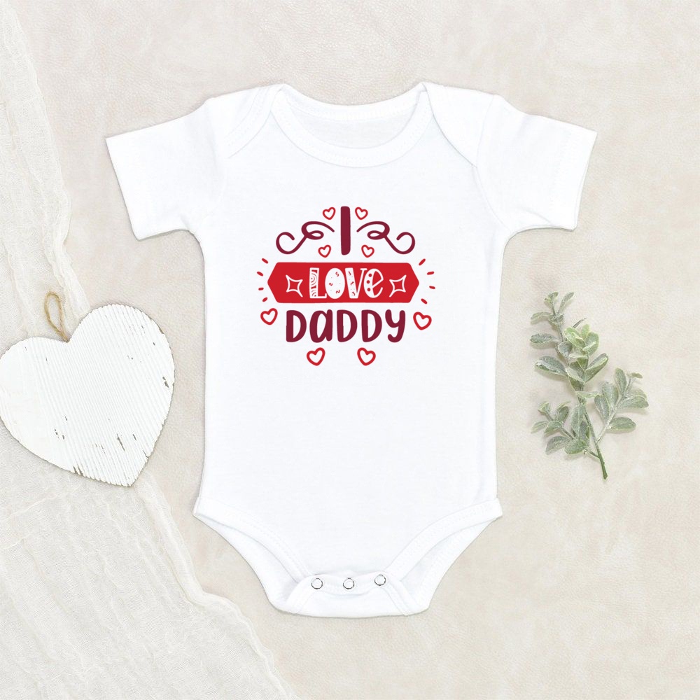 Áo Liền Quần Màu Trắng In Chữ i love my Dad Cho Bé Sơ Sinh
