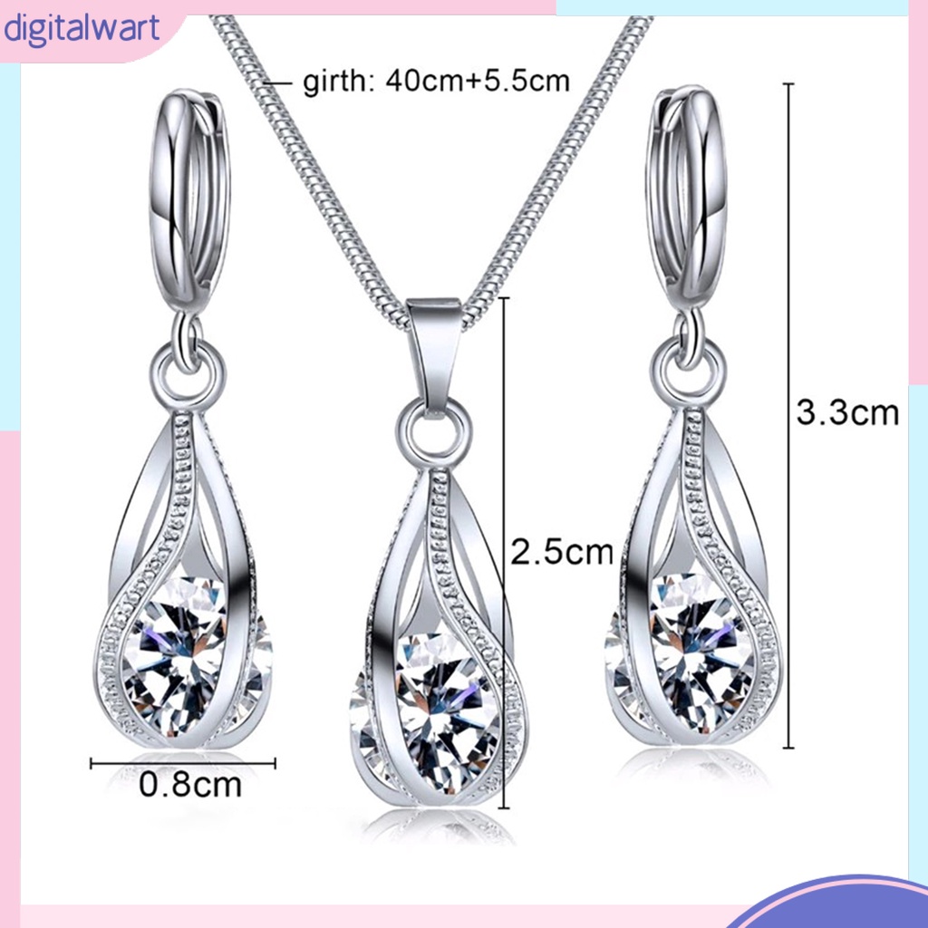 1 Bộ Vòng cổ Và Bông Tai Đính Đá Zircon Sáng Bóng Thời Trang Dành Cho Nữ
