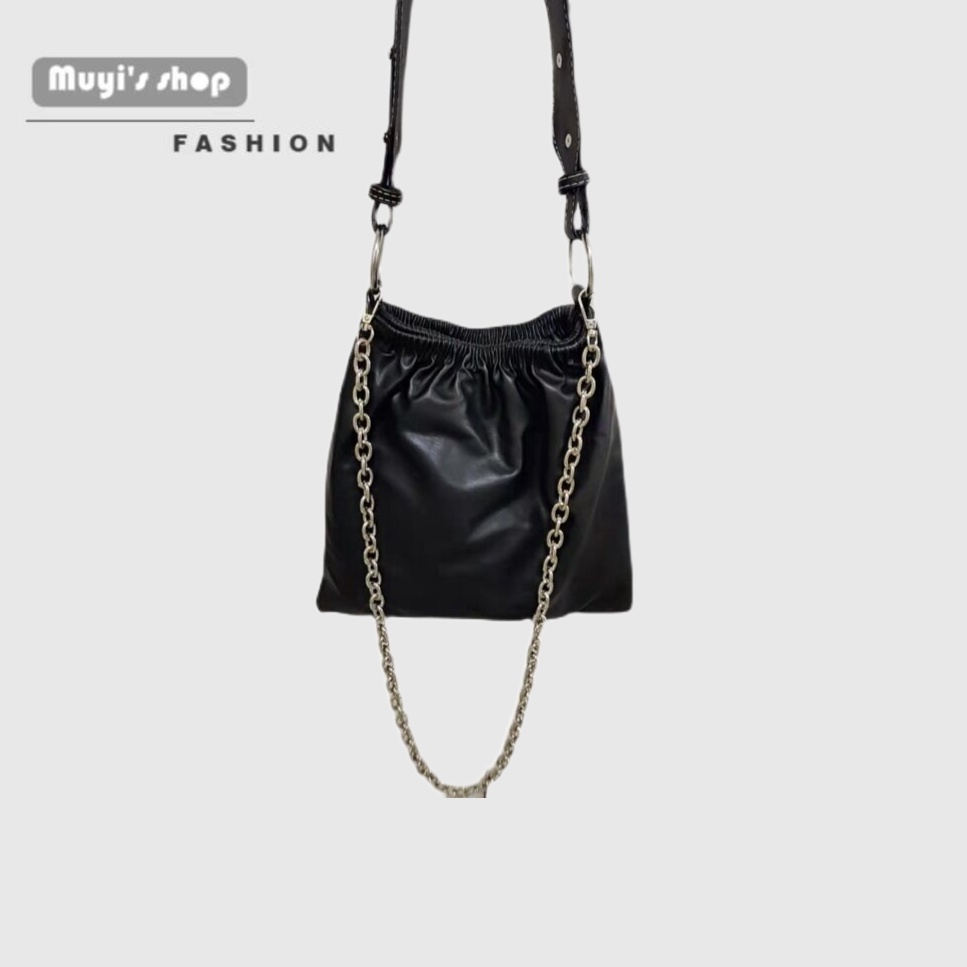 Túi Xách Xếp Ly Phối Dây Xích Đeo Vai Cá Tính Cho Nữ