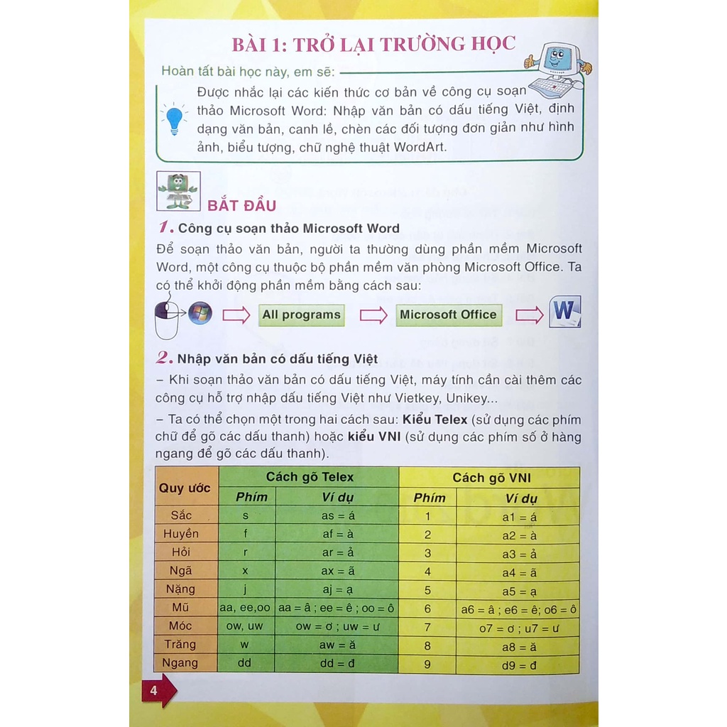 Sách Tin Học 4 - Tập 1