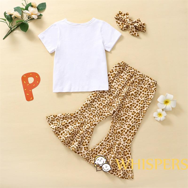 Bộ Áo Liền Quần + Quần Ống Loe In Họa Tiết Da Báo Thời Trang Cho Bé Gái 6 Tháng-3 Tuổi