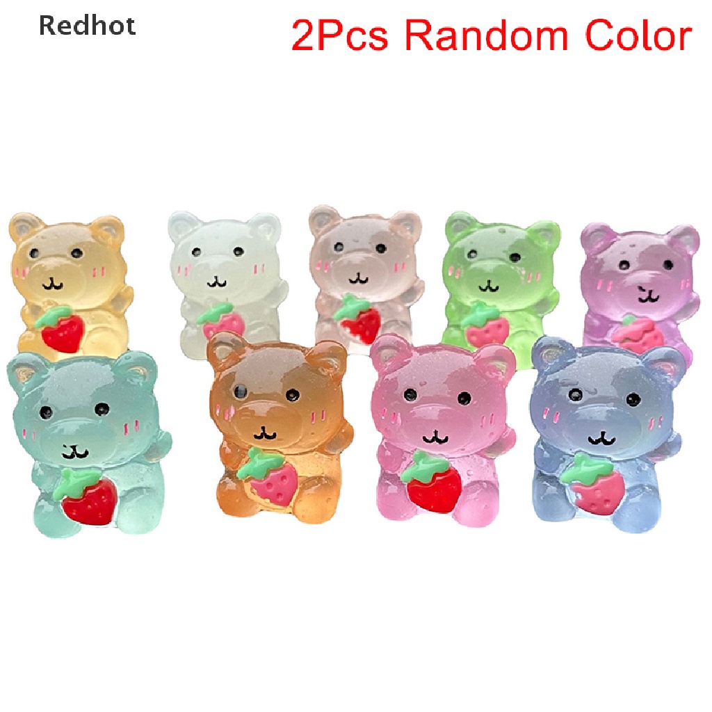 &lt; Redhot &gt; Bộ 2 Búp Bê Gấu Dâu Hoạt Hình Phát Sáng Trang Trí Tiểu Cảnh