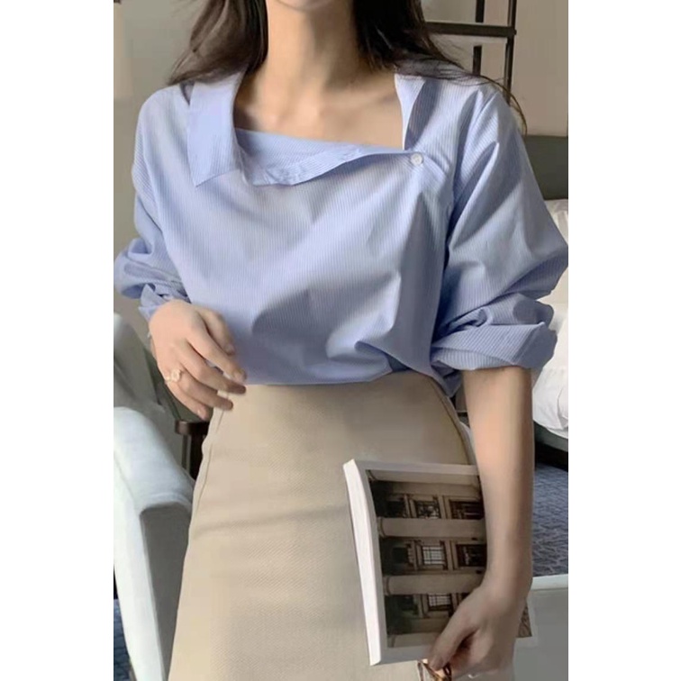 Áo Sơ Mi Nữ Tay Dài Dáng Rộng Phong Cách Hàn Quốc