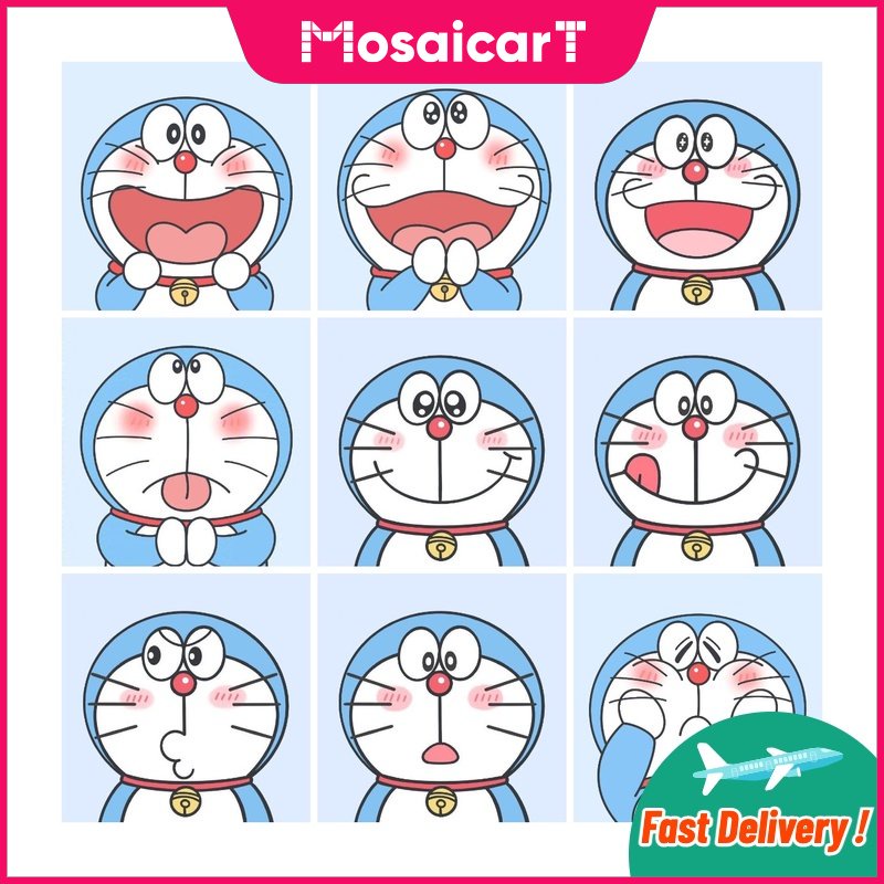 Bộ Tranh Đính Đá 5D Tự Làm Hình Doraemon 40x40cm Trang Trí Nhà Cửa