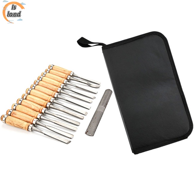 Bộ 13 Dụng Cụ Điêu Khắc Gỗ Kèm Túi Đựng Tiện Dụng