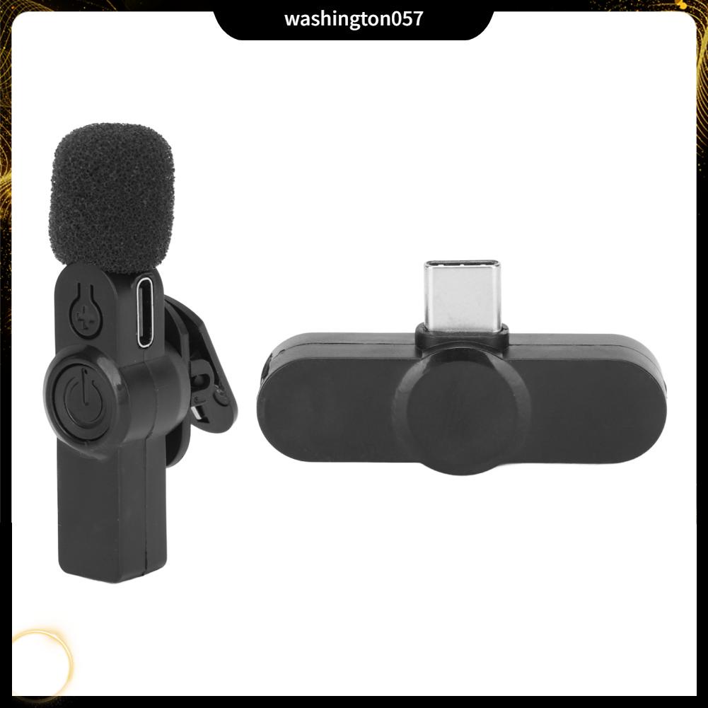 Washington057 Micrô đeo cổ không dây 2.4G Loại C Giảm tiếng ồn Độ trễ thấp Mic di động cho video