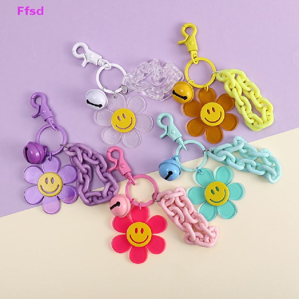 {Ffsd} Móc Khóa Acrylic Hình Hoa Hướng Dương Mặt Cười Mặt Cười Dễ Thương Màu Kẹo Ngọt Phụ Kiện Trang Trí Ba Lô Đồ Chơi Xe Hơi Cho Nữ