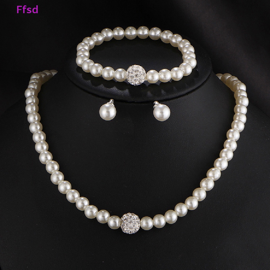 {Ffsd} Bộ Trang Sức Trang Sức Vòng Cổ Bông Tai Ngọc Trai Thời Trang Cho Cô Dâu Trong Tiệc Cưới Bán