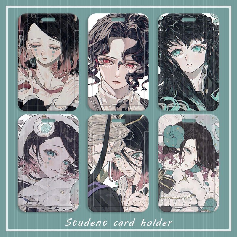 Giá Đỡ Thẻ ID / Thẻ ID / Danh Thiếp Họa Tiết Demon Slayer Chống Thấm Nước Kèm Dây Đeo Tiện Dụng Cho Học Sinh