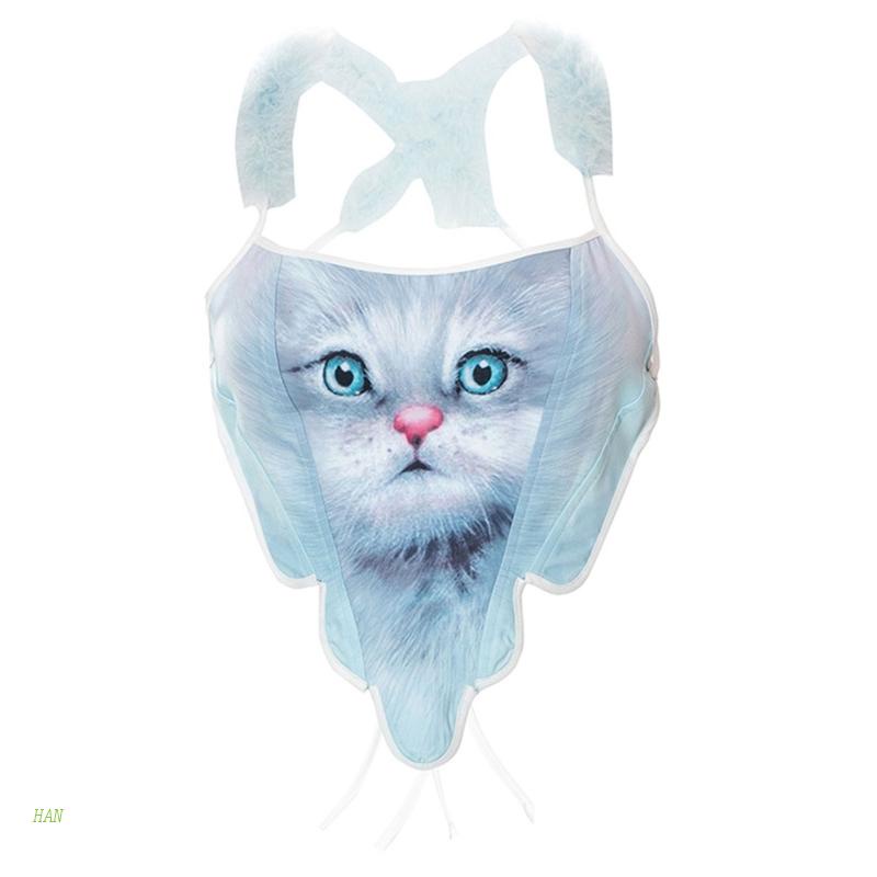 Áo Nịt Ngực Không Tay In Hình Mèo Phong Cách Vintage Quyến Rũ Cho Nữ