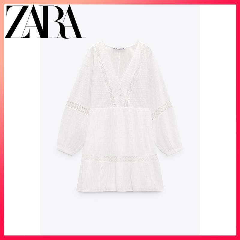 Zara Đầm Phối Ren Xinh Xắn Thời Trang Dành Cho Nữ