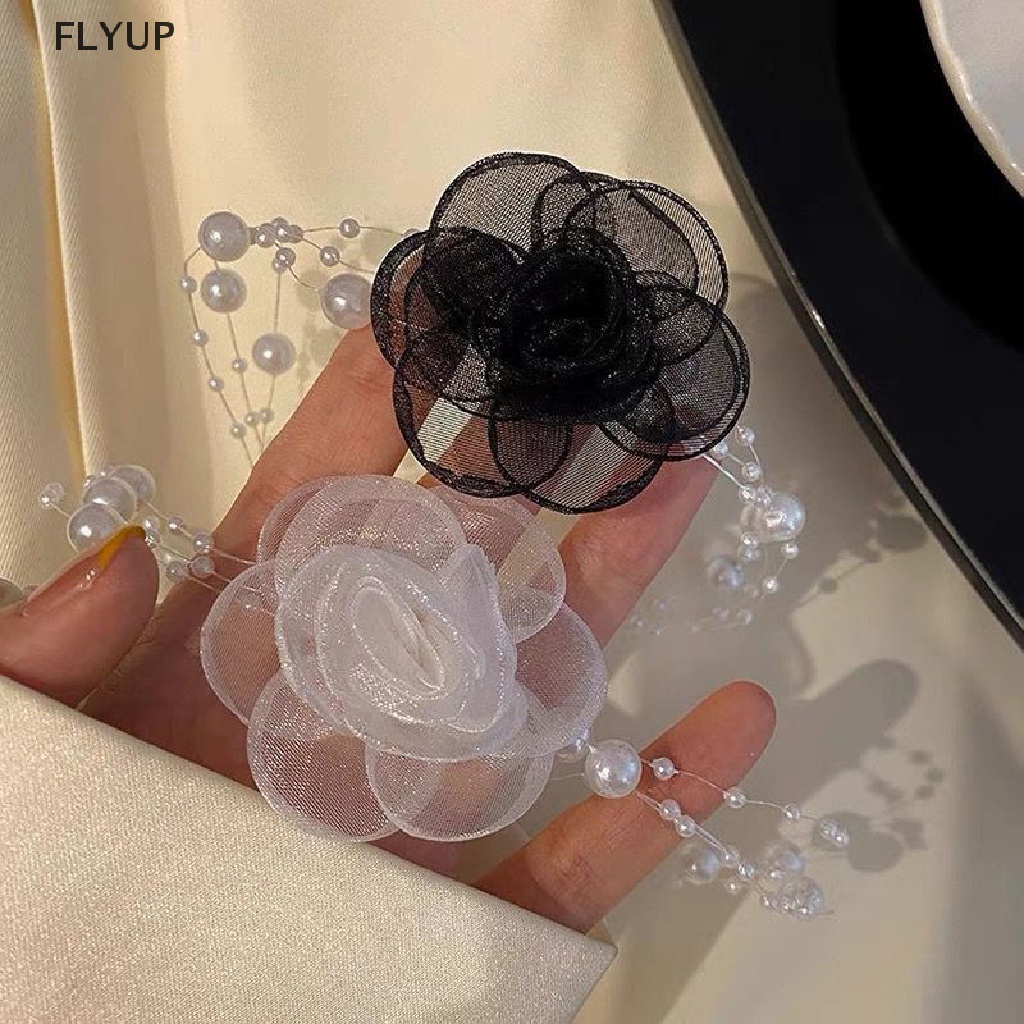 Vòng Cổ Choker Đính Hoa Và Ngọc Trai Màu Trắng Đen Lãng Mạn Thời Trang Mùa Hè Cho Bạn Gái VN