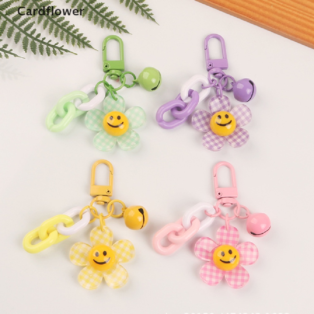 < Cardflower > Móc Chìa Khóa Hình Hoa Hướng Dương Mặt Cười Mặt Cười Dễ Thương Có Chuông Phụ Kiện Đồ Chơi Quà Tặng Trang Trí