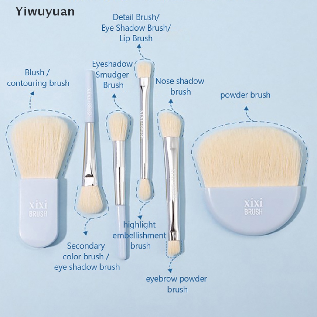 < Yiwuyuan > Bộ 6 Cọ Trang Điểm Mini Mềm Mại Kèm Hộp Đựng
