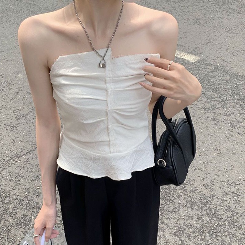 IELGY Áo Lửng Không Tay Thiết Kế Không Đều Thời Trang Cho Nữ