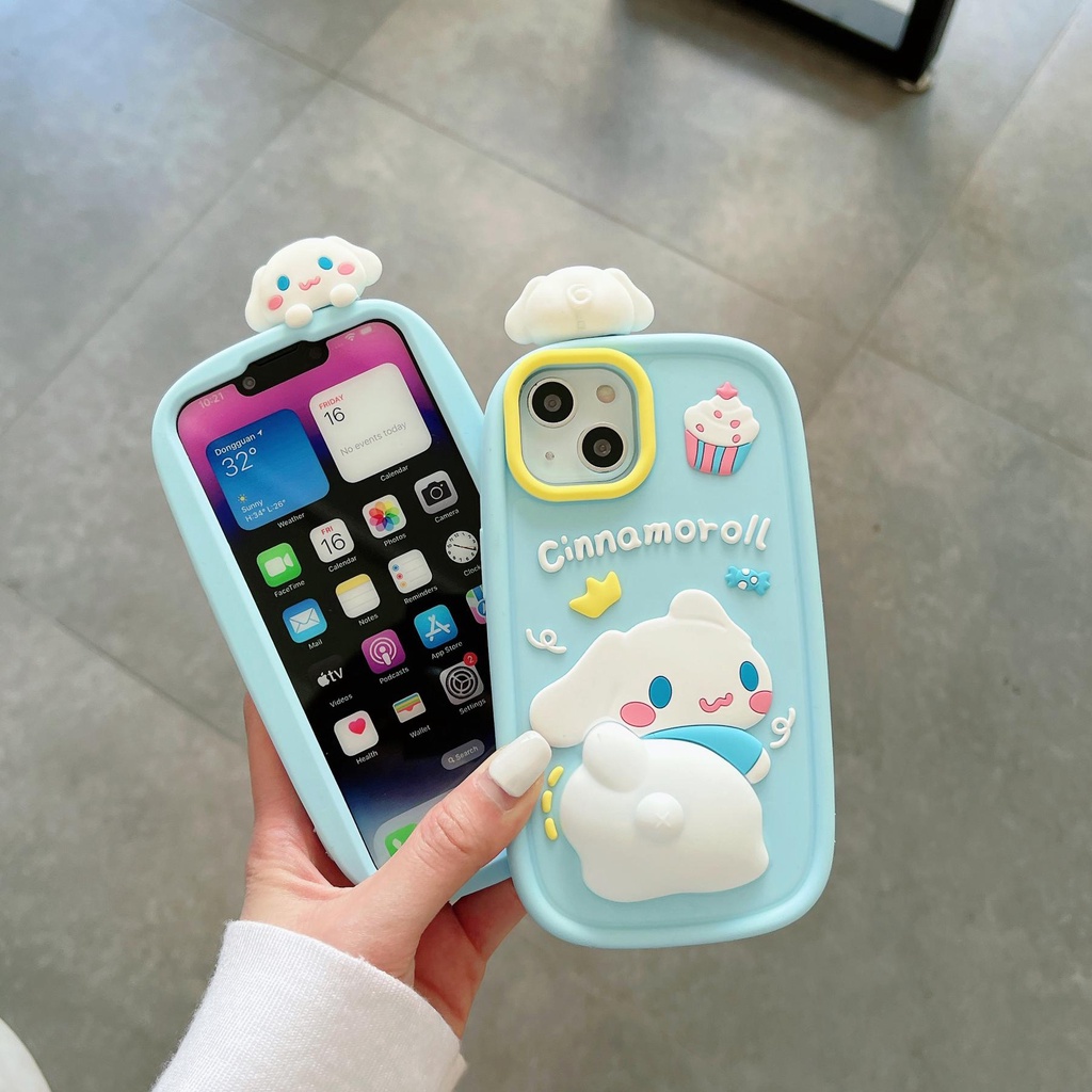 Ốp Điện Thoại TPU Silicon Mềm Hình Cún Sanrio 3D Dễ Thương Bảo Vệ Camera Cho iphone 14 13 12 11 Pro MAX 14 Plus