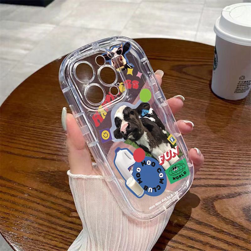 ✅Ốp Điện Thoại Mềm Trong Suốt Chống Sốc Hình Nhãn Bò Cho Iphone 7 / xs 11 1413 xr8p promax 12 / OIMF