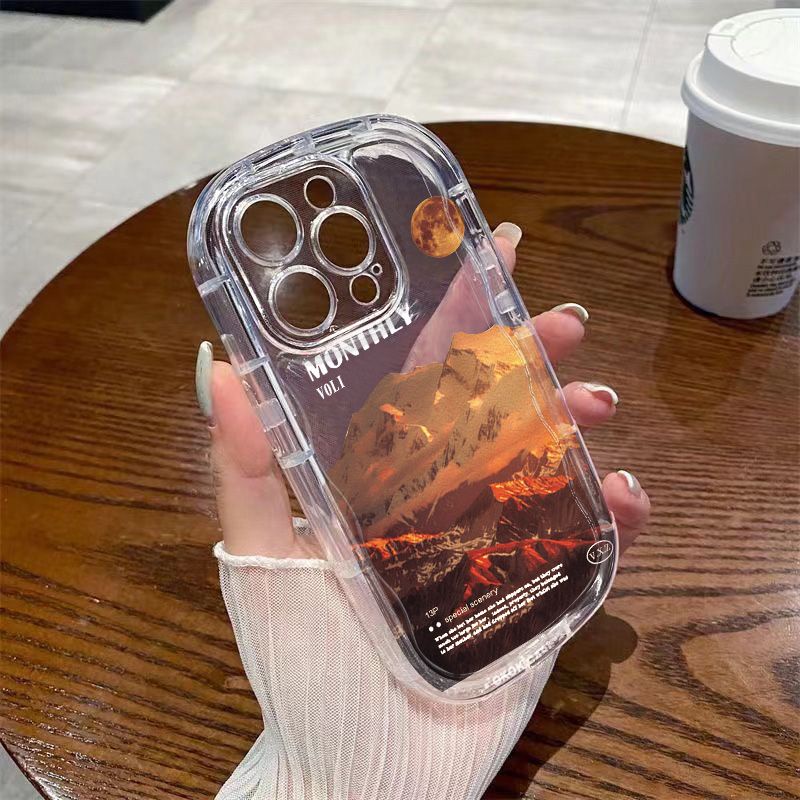 ✅Ốp Điện Thoại Mềm Trong Suốt Chống Sốc In Hình Núi Tuyết / Hoàng Hôn Cho Iphone 7 13 8p 14Xr 12promax xs11