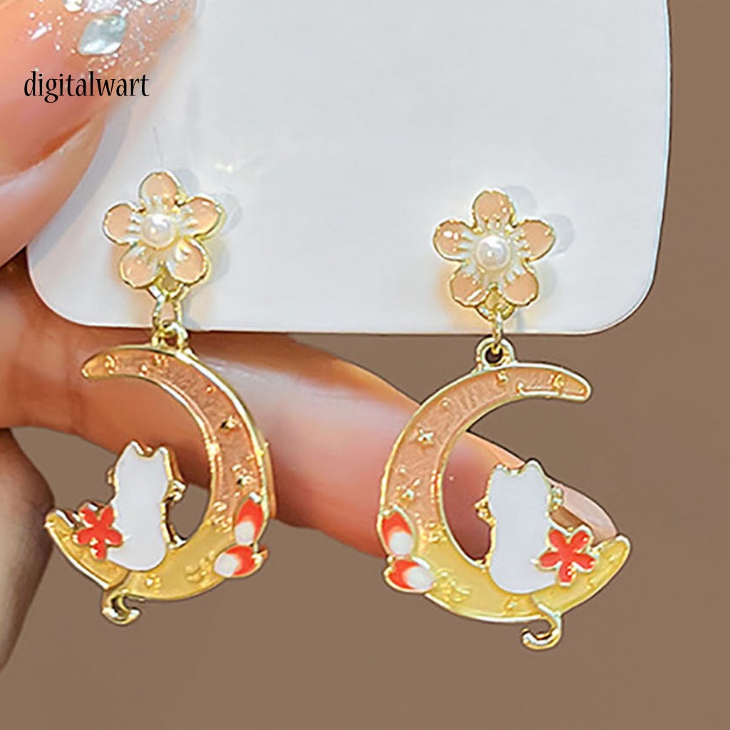 Kỹ Thuật Số| 1 Đôi Bông Tai Xỏ Lỗ Họa Tiết Hoa / Mặt Trăng / Thỏ / Hình Học Mạ Điện Đơn Giản Thời Trang Dành Cho Nữ