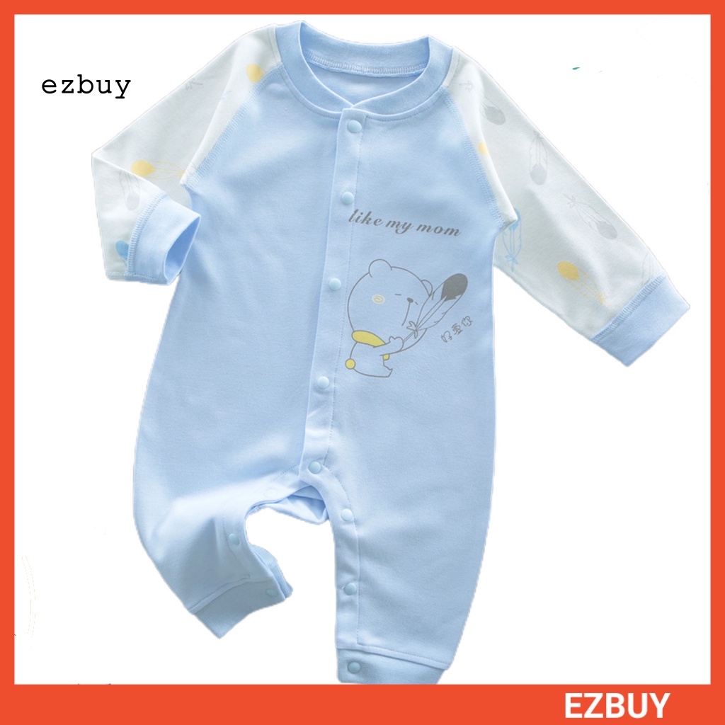 Áo Liền Quần Dài Tay Thoáng Khí Giữ Ấm In Họa Tiết Dễ Thương Cho Bé