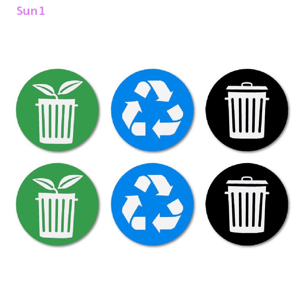Sun1 &gt; Set 12 Sticker Dán Thùng Rác Tái Chế Đường Kính 10CM Bằng Nhựa PVC