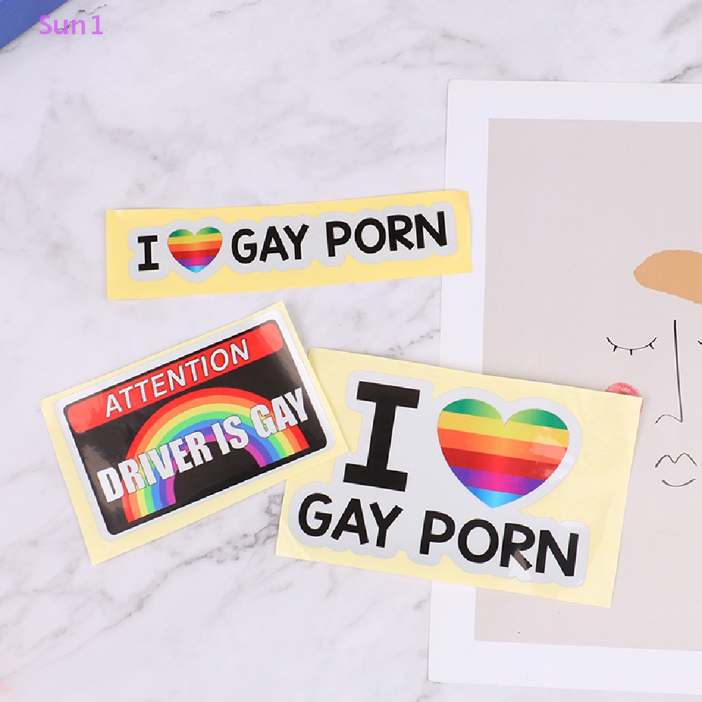 1 Miếng Dán Phản Quang In Chữ I LOVE Gay Pborn Trang Trí Xe Hơi Sun1 > 1 Cái