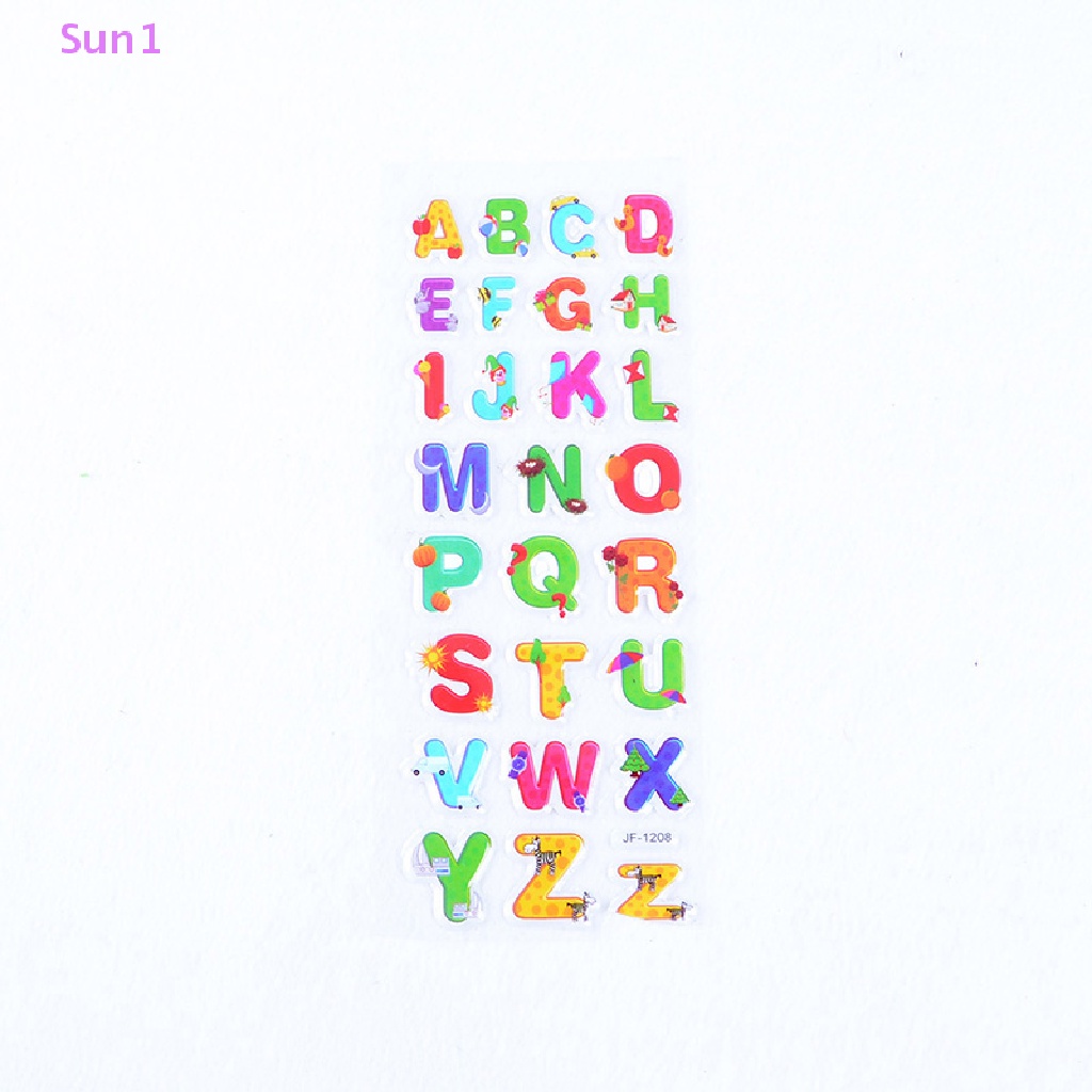 Set 1: 10 Sticker 3D Hình Chữ Cái Trong Suốt Cho Bé