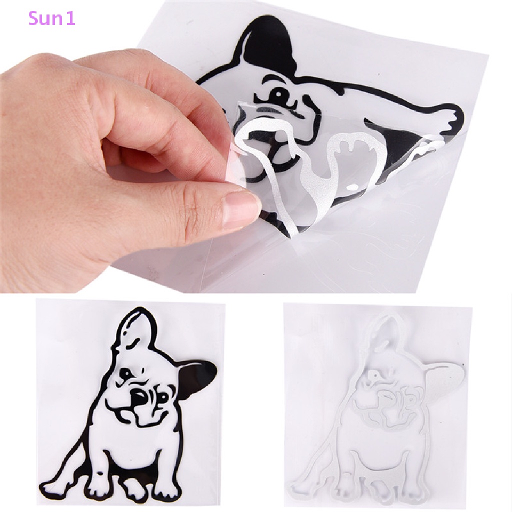 Sun1 > Nhãn Dán Vinyl Hình Chó Bull / Chó Bull Pháp Màu Đen Dễ Thương Trang Trí Cửa Sổ Xe Hơi Laptop