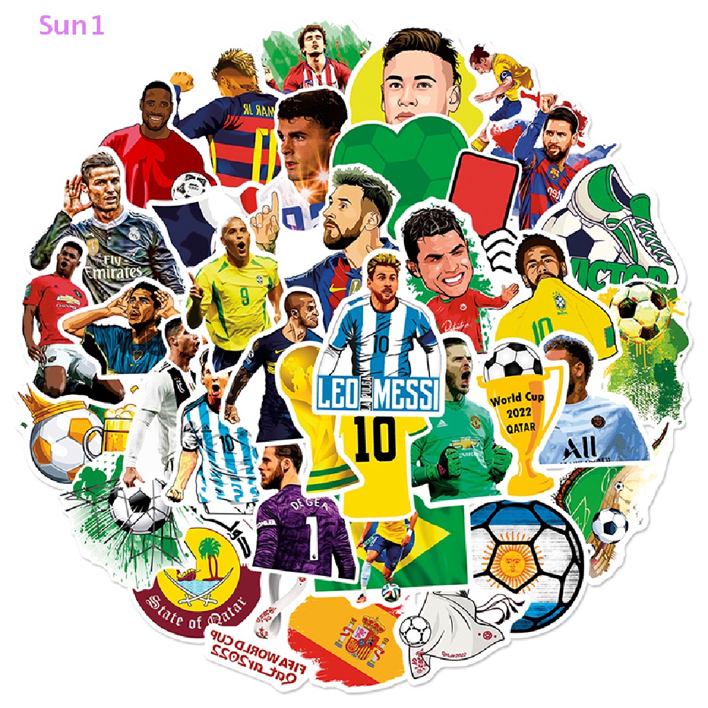 Set 50 Sticker Dán Laptop / Xe Hơi / Ván Trượt / Điện Thoại Họa Tiết Ngôi Sao Bóng Đá Graffiti