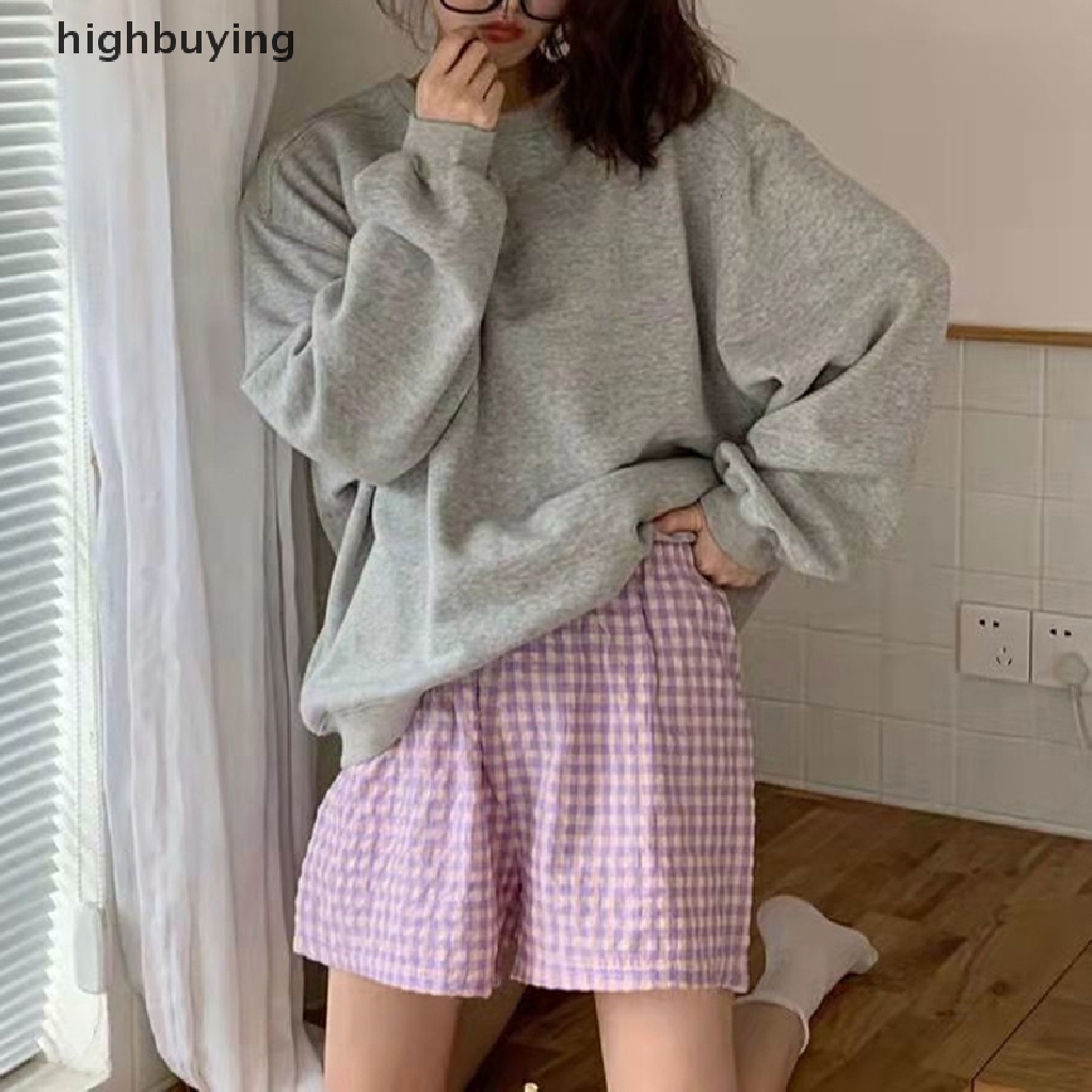 Quần Short Ngủ Sọc Ca Rô Ống Rộng Thời Trang Hè Hàn Quốc Đáng Yêu Dành Cho Nữ HBVN Belle 2023