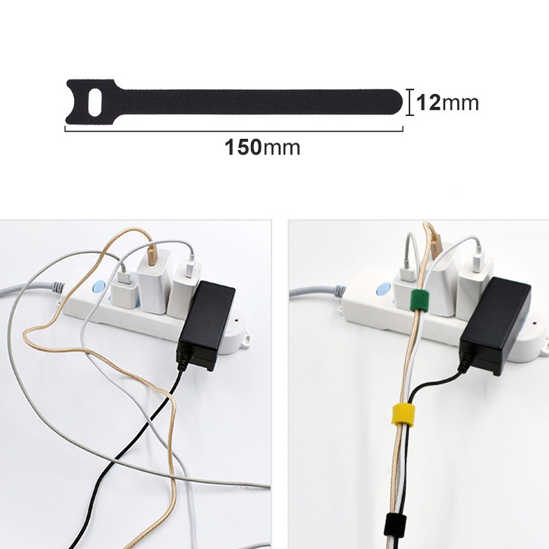 Set 5 Dây Quấn Cáp Sạc Nhanh Hình Chữ t Bằng Nilon Hai Mặt 15mm