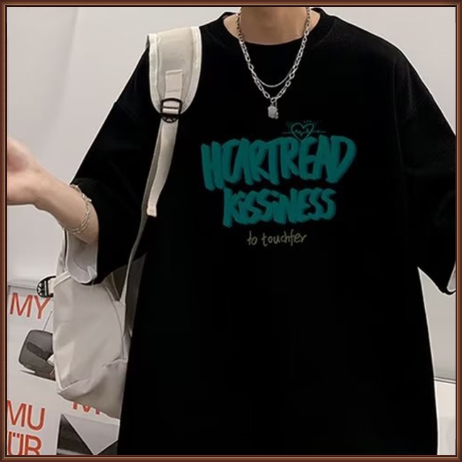 Áo Thun Tay Ngắn Cổ Tròn Dáng Rộng In Chữ Thời Trang Mùa Hè Cho Nam