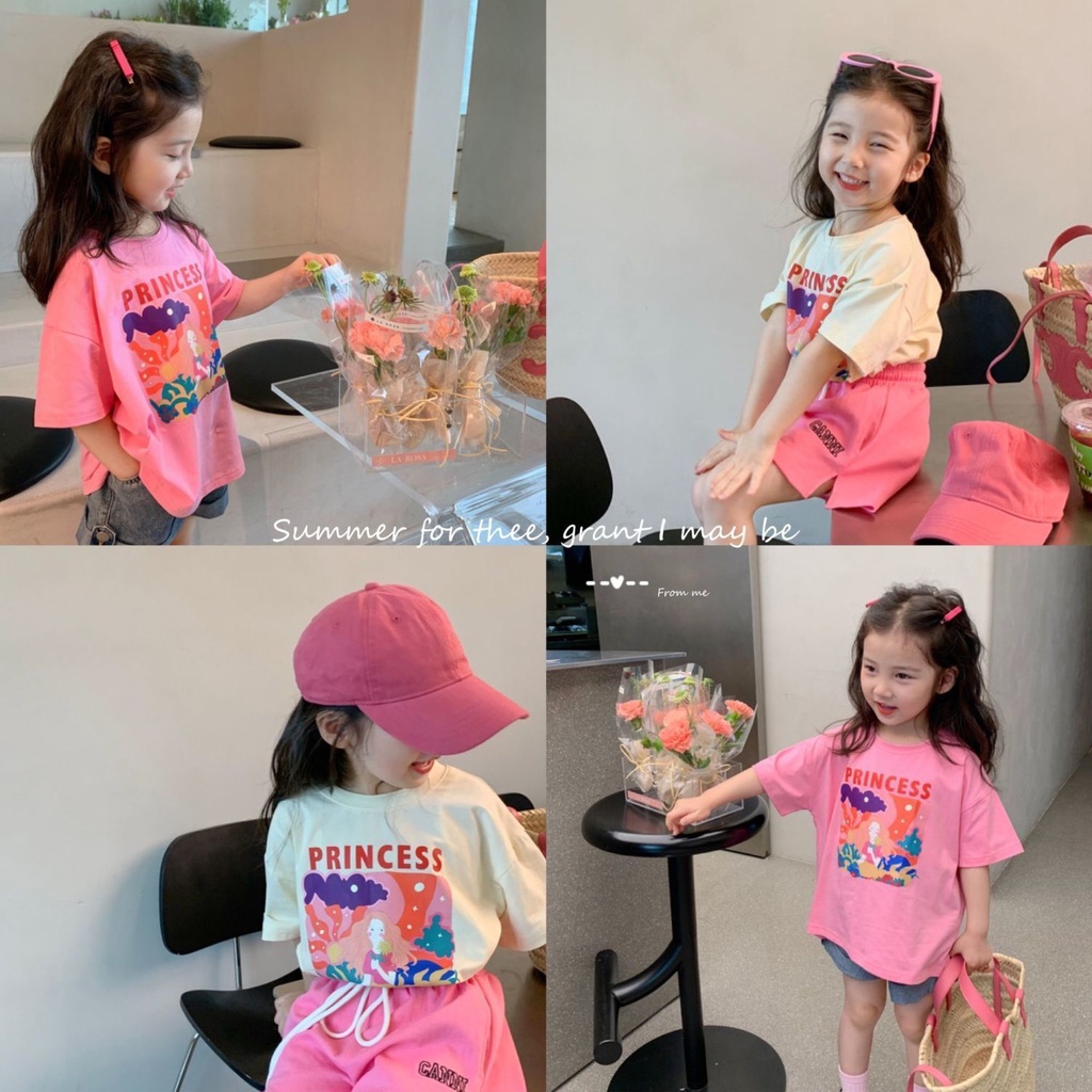 Áo Thun Tay Ngắn Cổ Tròn Chất Liệu 100% Cotton Thời Trang Mùa Hè Mới Cho Bé Gái