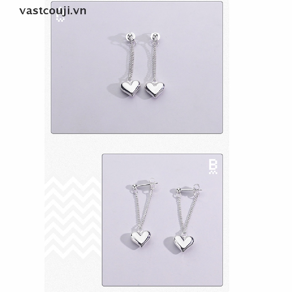 Bông Tai Tua Rua Hình Trái Tim Màu Bạc Phong Cách Cổ Điển Thời Trang Chống Dị Ứng Cho Nữ