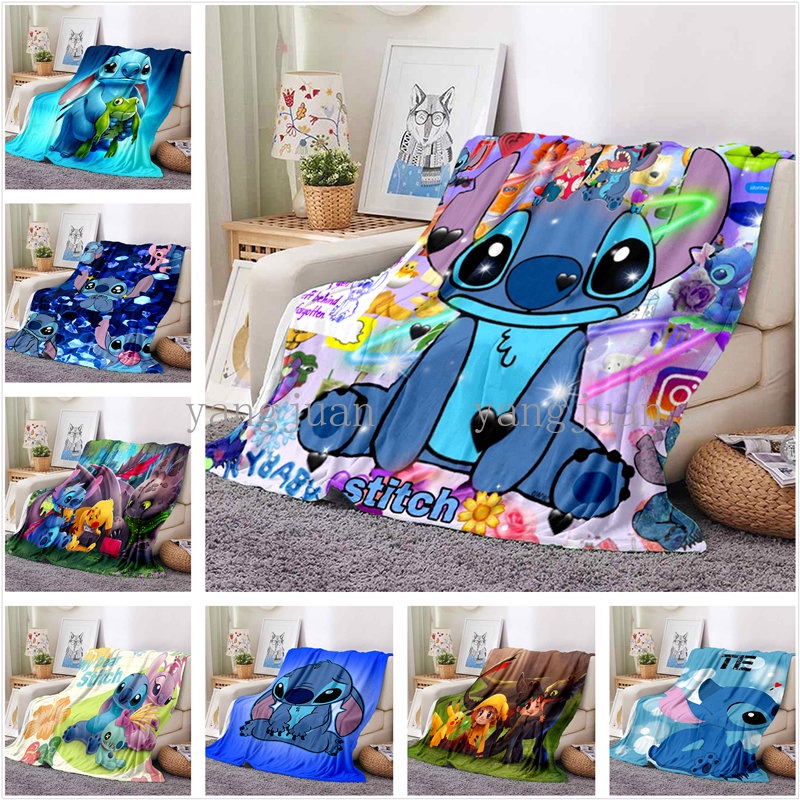 Chăn Mềm Giữ Ấm Tùy Chỉnh In Họa Tiết Hoạt Hình Stitch Dễ Thương Cho Bé / Văn Phòng / Ghế Sofa / a44