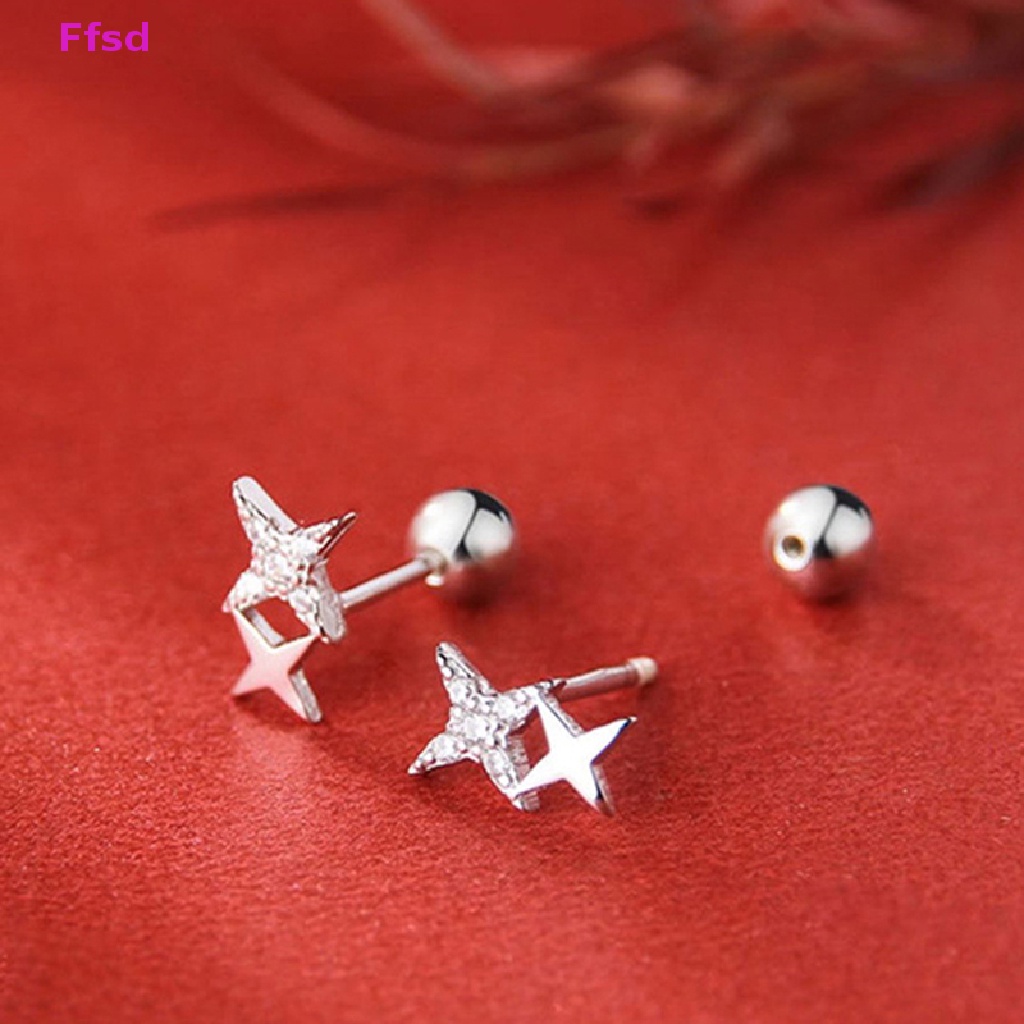 1 Đôi Khuyên Tai Đính Đá Zircon Hình Ngôi Sao Thời Trang Cho Nữ